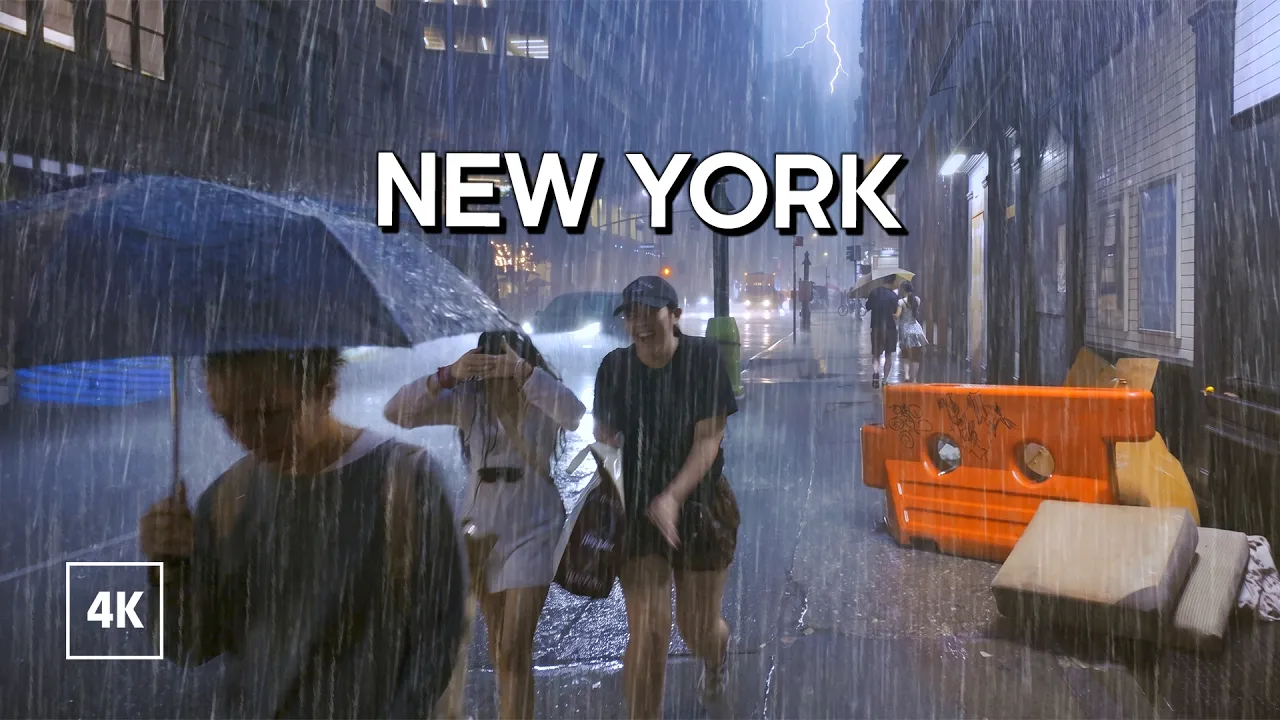 Walking in HEAVY RAIN in New York City ⛈️ 8 Hours of Rain Sounds for Sleep