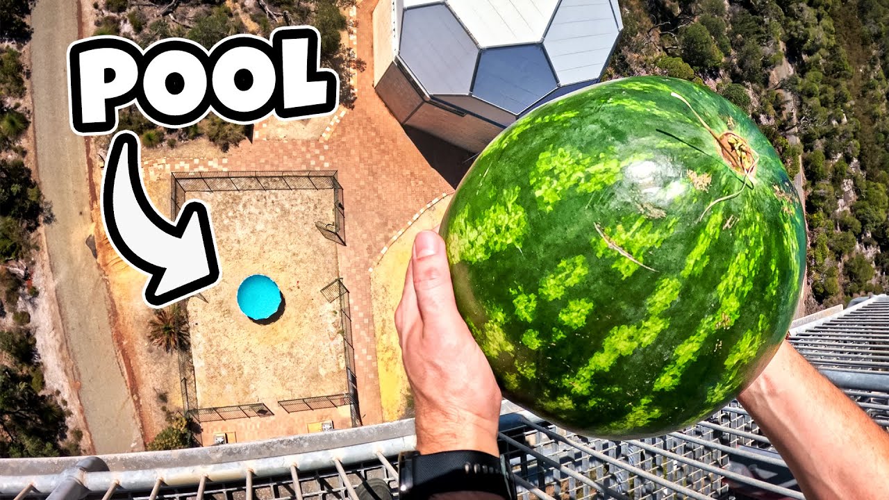 Watermelon Vs Pool from 45m! Survive Or Smash?