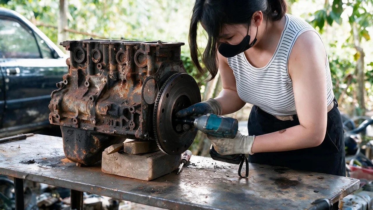 Woman Rescues Flooded Car And Restores It Back To New | By ‪@Flame-Frame-VN‬
