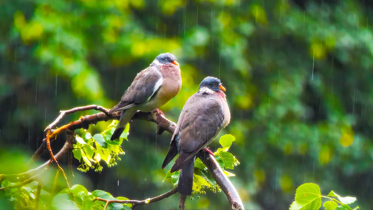 Wood Pigeons in the Rain | Peaceful Forest Ambience & Relaxing Rain Sounds (4K)